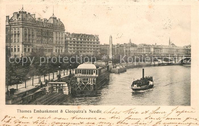 London Thames Embankment and Cleopatra's Needle Boat