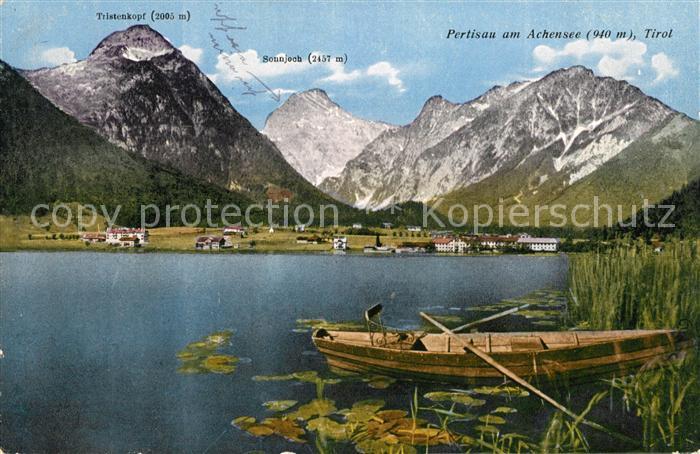 Pertisau Achensee Uferpartie am See Ruderboot Alpenpanorama