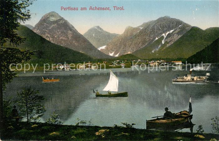 Pertisau Achensee Uferpartie am See Boote Dampfer Alpenpanorama