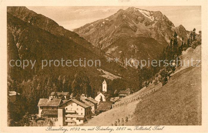 Brandberg Tirol Panorama mit Gruenberg Zillertaler Alpen