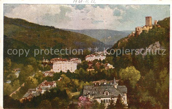 Baden Wien Helenental Rauhenstein Burgruine Kuenstlerkarte