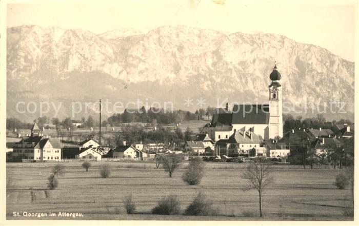 St Georgen Attergau Ortsansicht mit Kirche Alpen