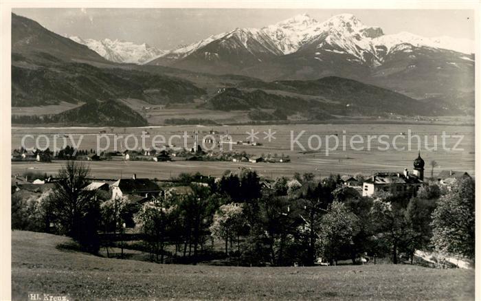 Heilig Kreuz Gesamtansicht mit Alpenpanorama