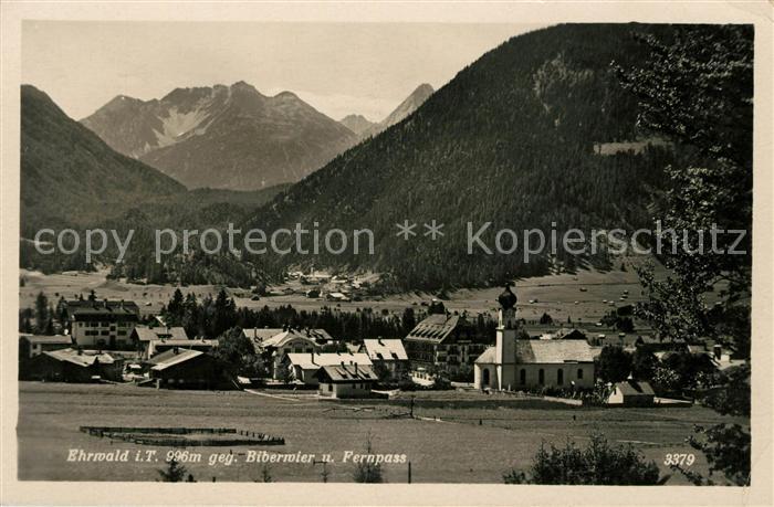 Ehrwald Tirol Ortsansicht mit Kirche gegen Biberwier und Fernpass Alpen