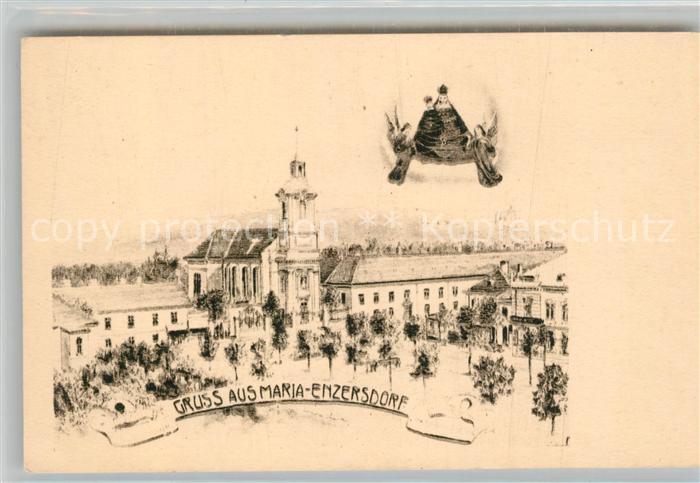 Maria Enzersdorf Ortsmotiv mit Kirche Gnadenbild Kuenstlerkarte