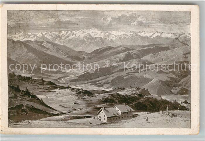 Kitzbuehel Tirol Kitzbueheler Horn Gipfelhaus gegen Grossvenediger Alpenpanorama