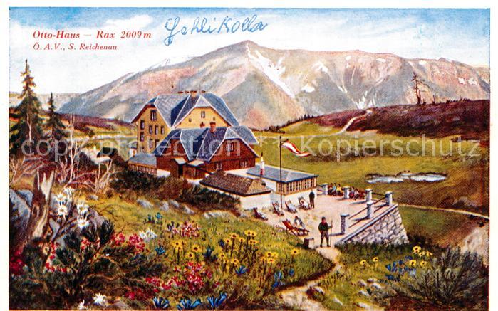 Hirschwang Rax Ottohaus Rax Berghuette Plateau Kuenstlerkarte