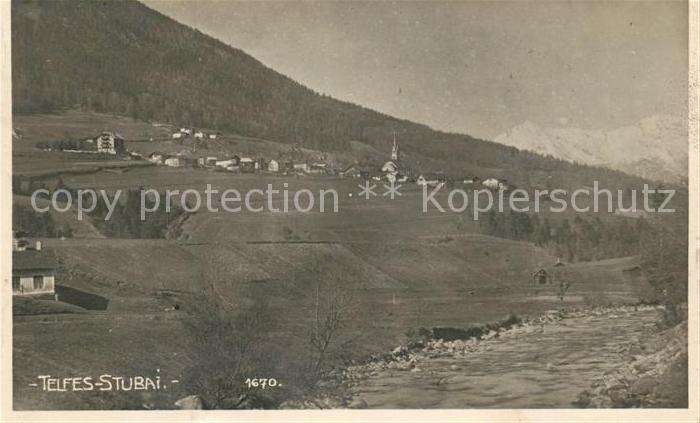 Telfes Stubai Partie am Fluss Landschaftspanorama Alpen