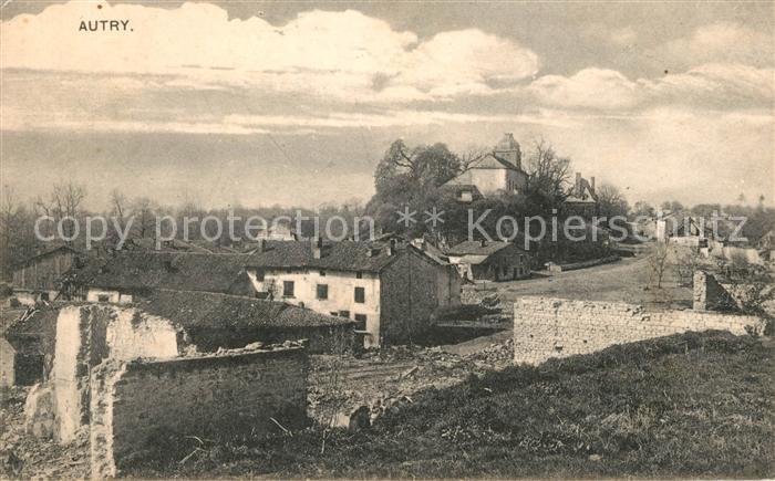 Autry Westlicher Kriegsschauplatz Truemmer Ruinen 1. Weltkrieg Stempel Armierung