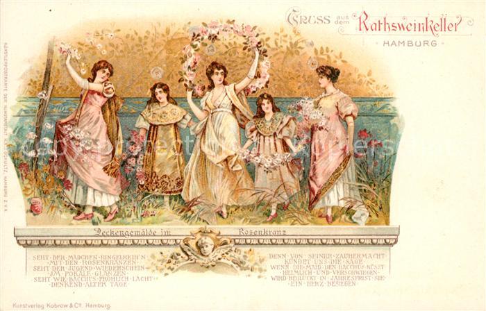 HAMBURG  CITY Rathsweinkeller Deckengemaelde im Rosenkranz Kuenstlerkarte