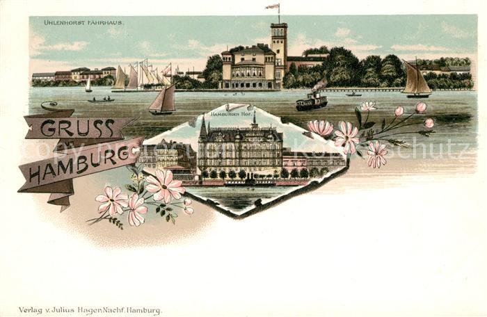 HAMBURG  CITY Uhlenhorster Faehrhaus Hamburger Hof Litho