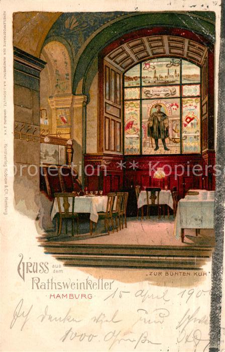 HAMBURG  CITY Rathsweinkeller Zur Bunten Kuh Gaststaette Restaurant Fensterbild