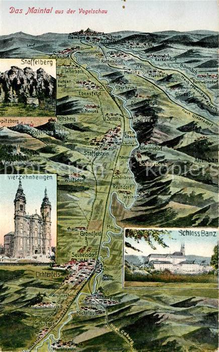 Lichtenfels  Oberfranken Bayern Das Maintal aus der Vogelschau Staffelberg Vierz