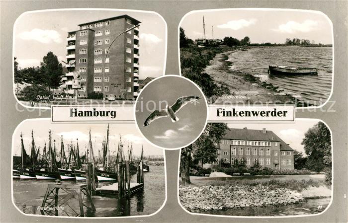 Finkenwerder Detlef Wulf Haus Hochhaus Suederelbe Fischerflotte Rathaus Moewe