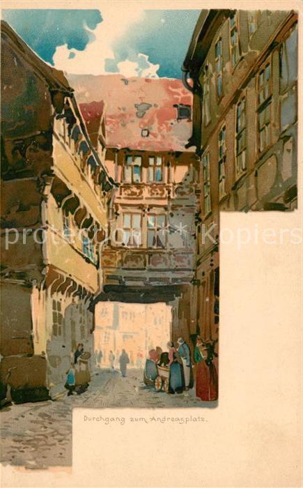 HILDESHEIM CITY Durchgang zum Andreasplatz Kuenstlerkarte