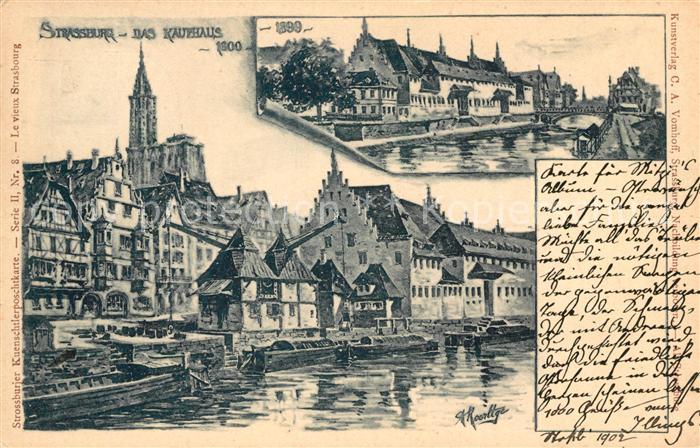 Strassburg Elsass Das Kaufhaus Muenster Kuenstlerkarte