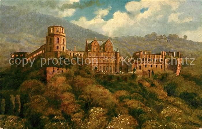 Hoffmann Heinrich Heidelberg Schloss von der Hirschgasse