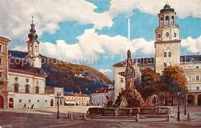 Verlag WIRO Wiedemann Nr. Salzburg Residenzplatz Hofbrunnen Glockenspiel