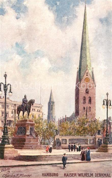 Verlag Tucks Oilette Nr. 761 Hamburg Kaiser-Wilhelm-Denkmal Char