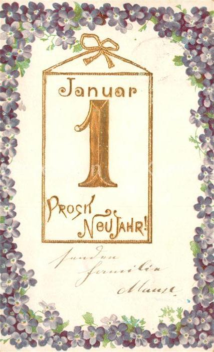 Neujahr Veilchen Litho