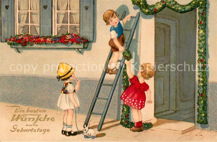 Geburtstag Kinder Leiter Spielzeug Litho