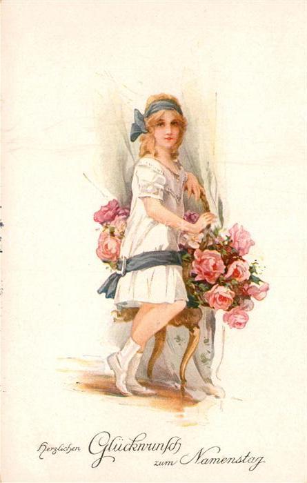 Namenstag Namenskarte Kind Mädchen Rosen Verlag-Erkal-Nr. 342
