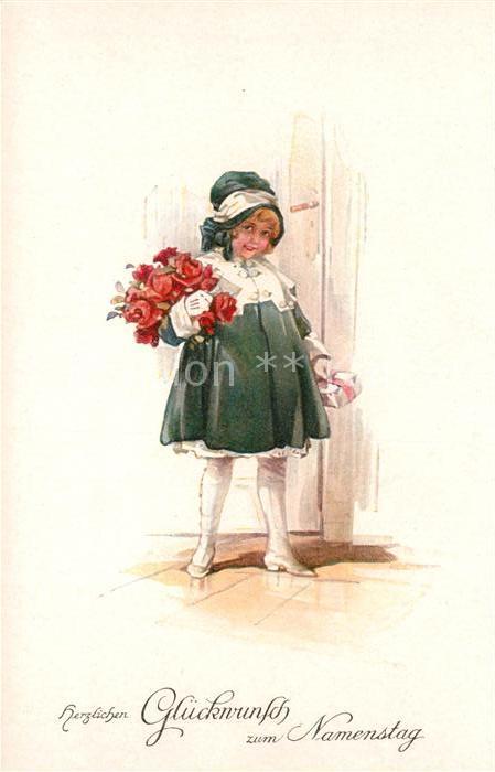Namenstag Namenskarte Kind Maedchen Rosen Verlag-Erkal-Nr. 342/5