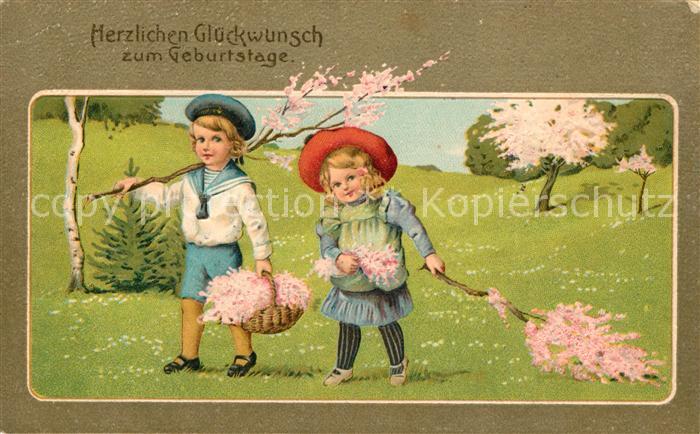 Geburtstag Kinder Blumen Litho