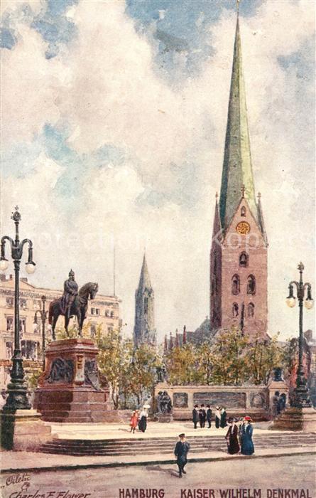 Verlag Tucks Oilette Nr. 761 Hamburg Kaiser-Wilhelm-Denkmal Charles E. Flower