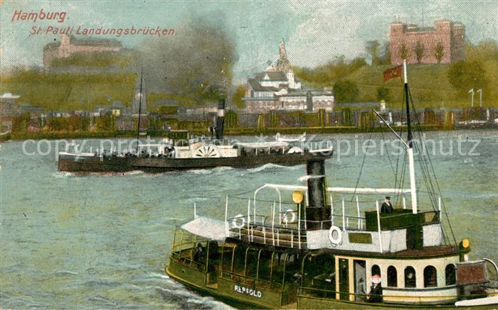 Dampfer Seitenrad Hamburg St. Pauli Landungsbrücken