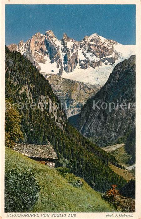 Foto Gaberell J. Nr. 4292 Scioragruppe von Soglio aus