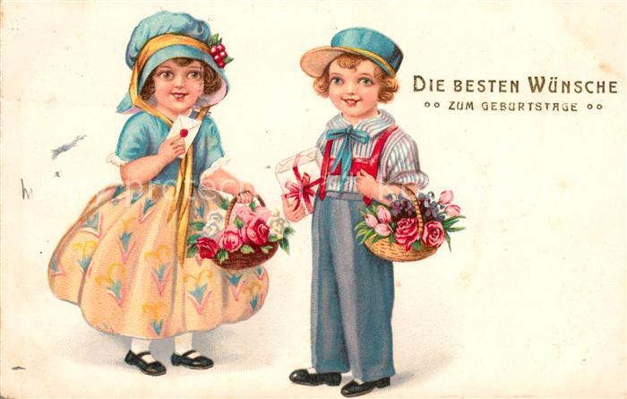 Geburtstag Kinder Geschenk Blumen Litho