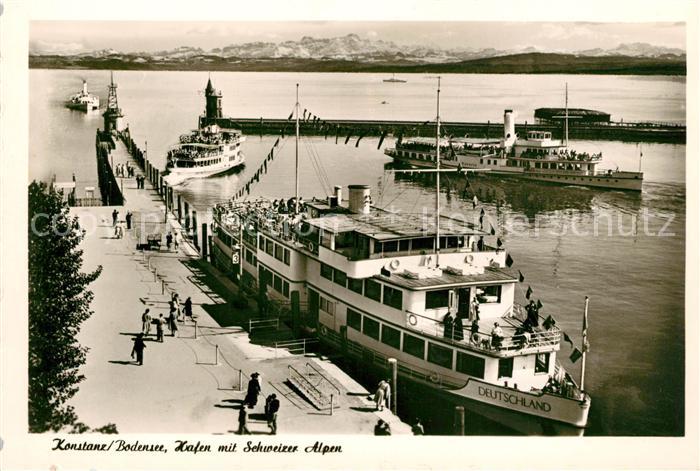 Dampfer Seitenrad Deutschland Konstanz Bodensee Hafen Schweizer Alpen