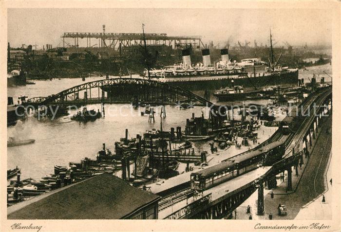 Dampfer Oceanliner Hamburg Hafen Hochbahn