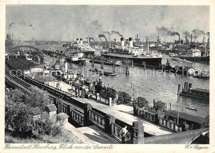 Dampfer Oceanliner Hamburg Blick von der Seewarte