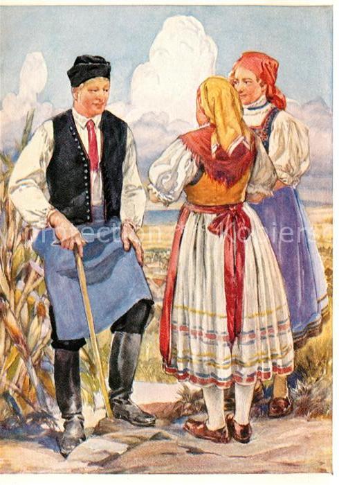 Trachten Oesterreich Burgenland Künstlerkarte Brusenbauch