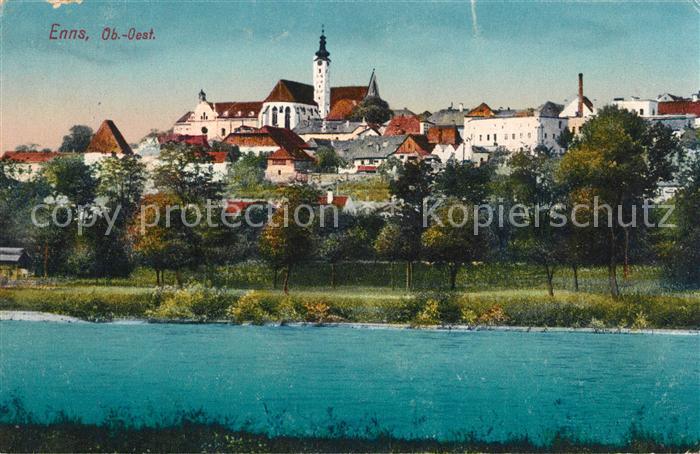 Enns Uferpartie am Fluss Ortsansicht mit Kirche