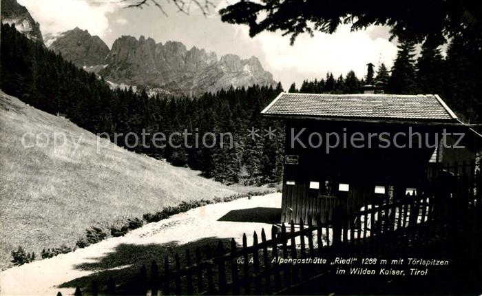 Scheffau Wilden Kaiser Alpengasthuette Riedl mit Toerlspitzen im Wilden Kaiser K