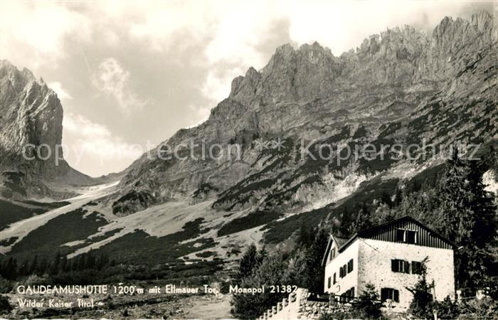 Ellmau Tirol Gaudeamushuette mit Ellmauer Tor Wilder Kaiser Kaisergebirge