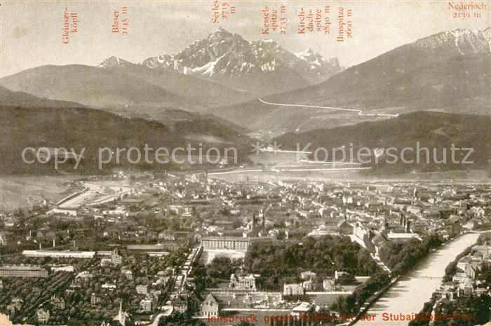 Innsbruck Blick gegen Sueden gegen Stubaitalbahnlinie Alpenpanorama