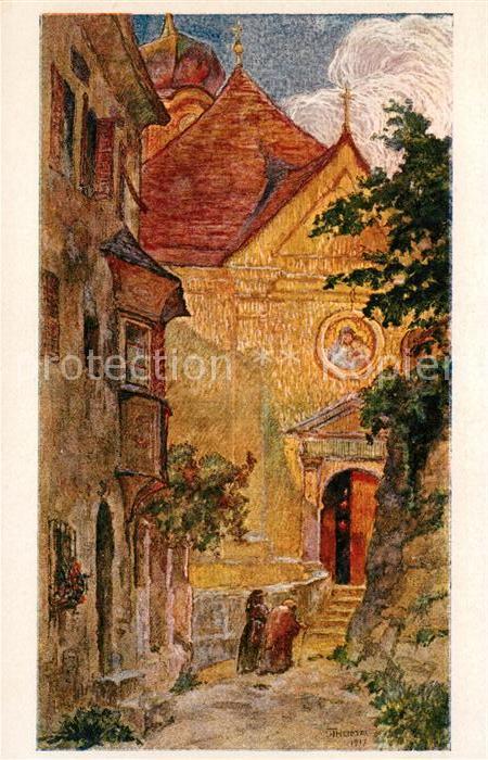 Kufstein Tirol Malerischer Winkel Kirchgasse nach Original von Sepp Thoma Kuenst