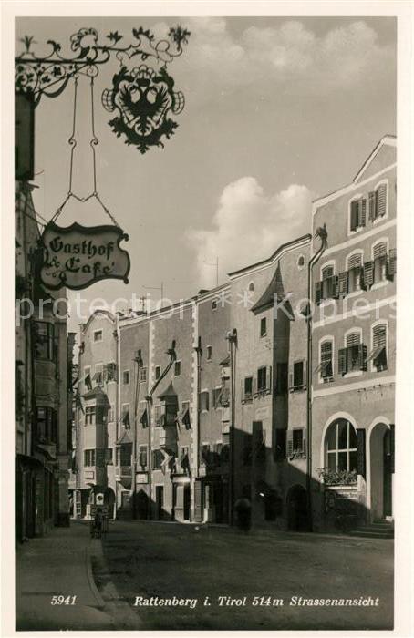 Rattenberg Tirol Strassenansicht Innenstadt Gasthof Tuerschild