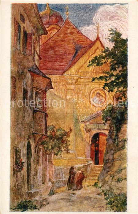 Kufstein Tirol Malerischer Winkel Kirchgasse nach Original von Sepp Thoma Kuenst