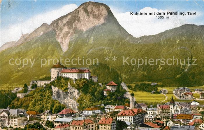 Kufstein Tirol Stadtbild mit Festung Geroldseck und Pendling Brandenberger Alpen