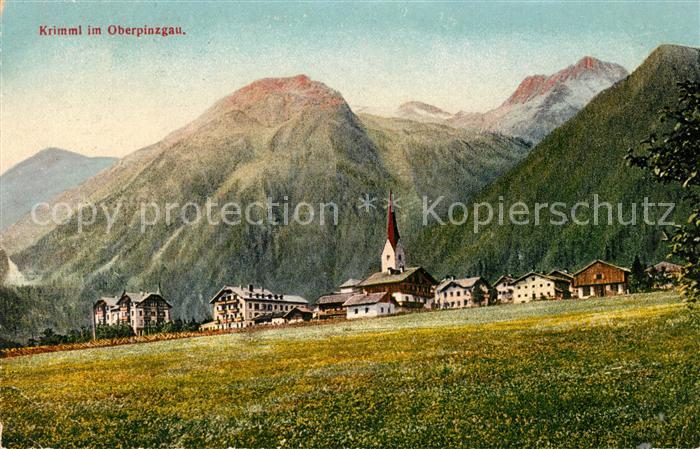 Krimml Ortsansicht mit Kirche Alpenpanorama