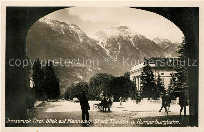 Innsbruck Blick auf Rennweg Theater Hungerburgbahn Alpen