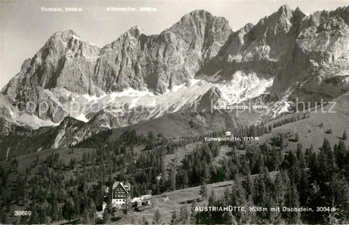 Austriahuette Landschaftspanorama Dachsteingebirge