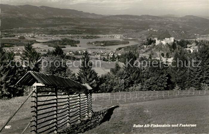 Finkenstein Faaker See Ruine Alt Finkenstein Landschaftspanorama