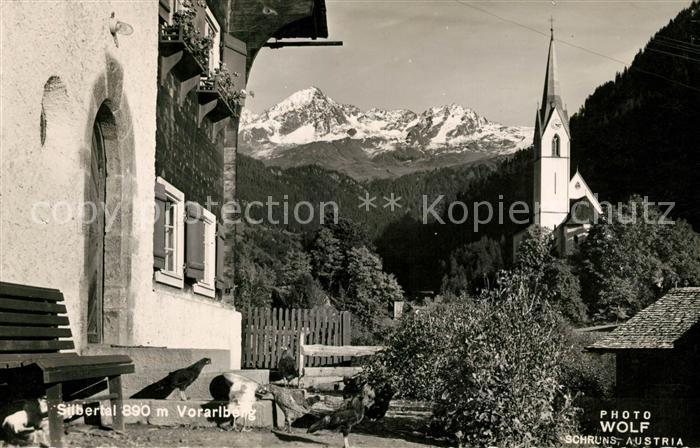 Silbertal Ortsmotiv mit Kirche Alpenblick