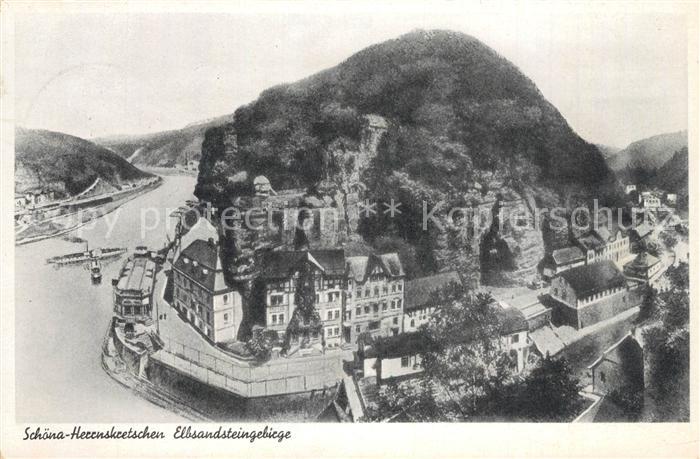 Herrnskretschen Boehmen Elbepartie Elbsandsteingebirge